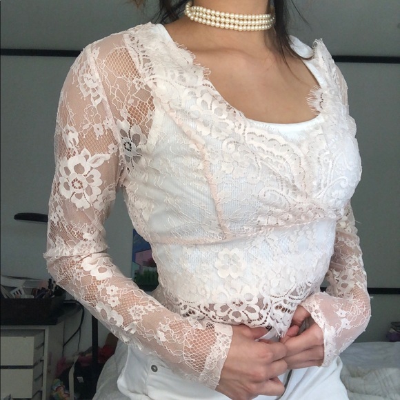 Pink Mesh Lace Top - Picture 1 of 4
